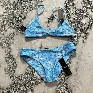 Vaya Island Bikini Womens Size Large Blue 2 Piece Set Beach Resort Swimwear